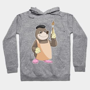 Mole as Painter with Paint brush Hoodie